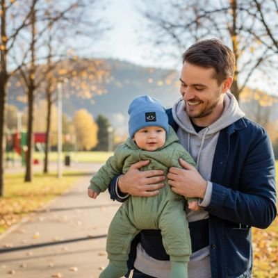 Papa regarde Bonnet bebe